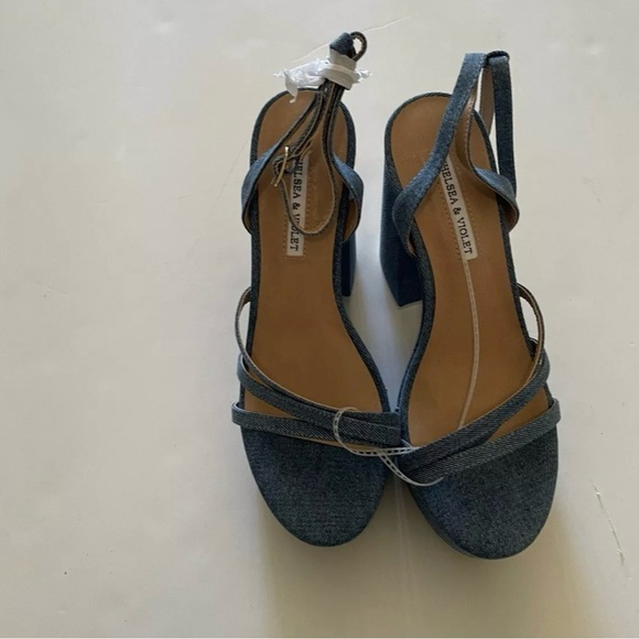Chelsea and Violet Women’s Denim Ankle Strap Platform Dress Sandals - Picture 6 of 7